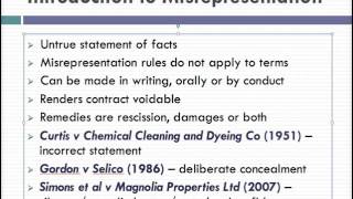 Misrepresentation Lecture 1 of 4 [upl. by Kcirddor]